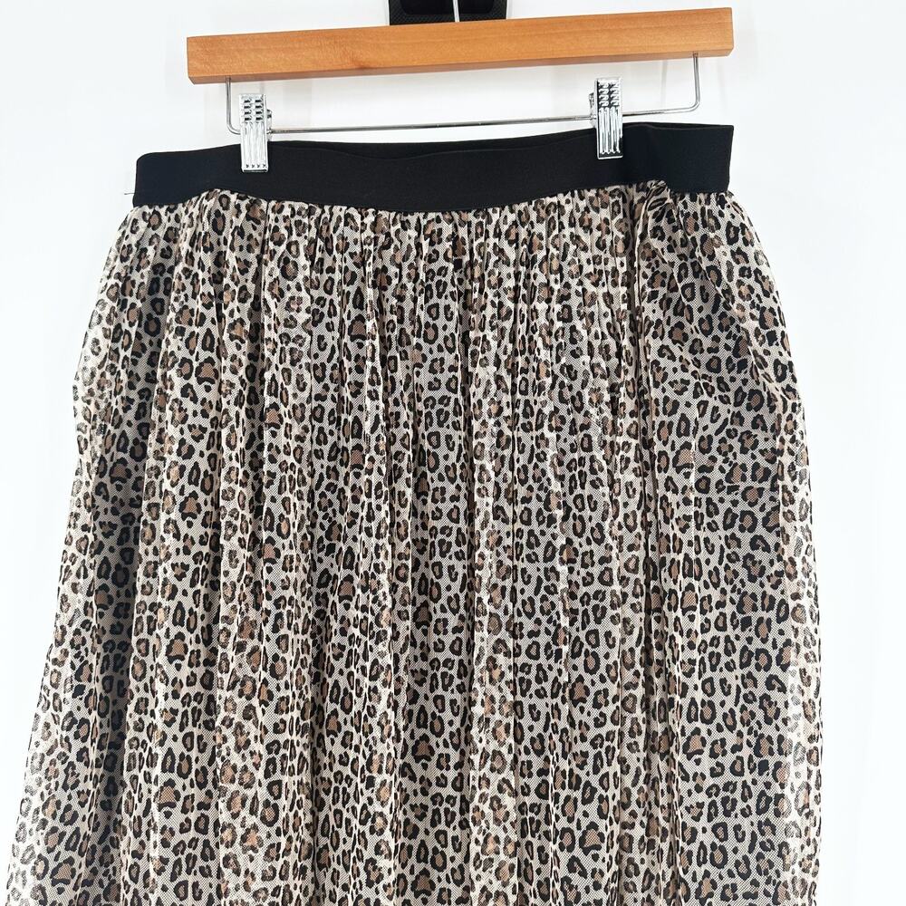 A New Day Cheetah Print Mesh Midi Skirt Large Retro 90s Rockabilly Pin Up Flowy - Picture 2 of 8